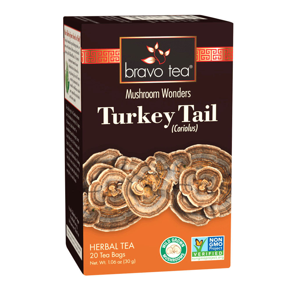 Bravo Tea Turkey Tail Mushroom Herbal Tea Bags, 20 Ea